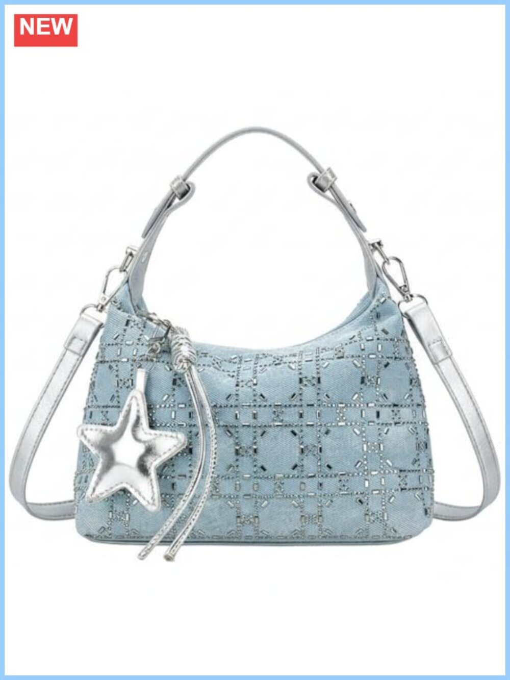 Crescent Shoulder Bag Patent Leather Crossbody with Star Charm